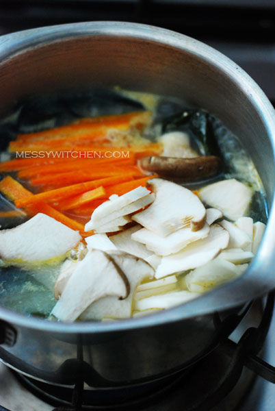Add Carrot & Mushroom In Broth
